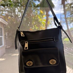 Vintage Marc Jacobs Black Leather Shoulder Bag with Gold Hardware